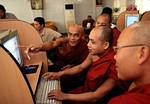 MANDALAY, MYANMAR - FEBRUARY 22: Burmese monk... MANDALAY, MYANMAR - FEBRUARY 22: Burmese monk...
